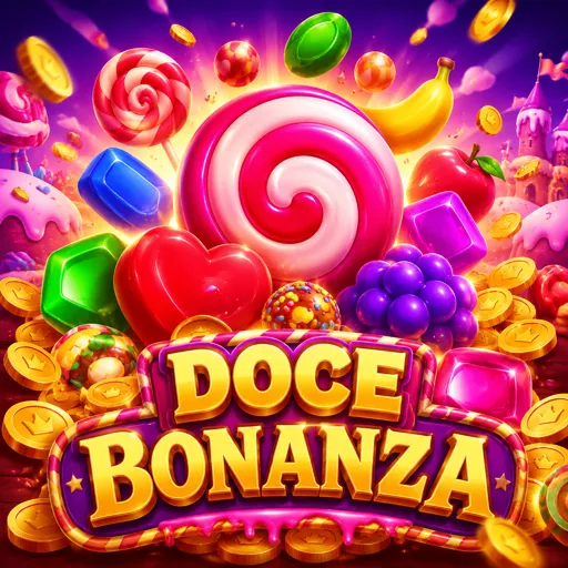 Tela do Sweet Bonanza com símbolos em cluster e o tumble derrubando novas frutas